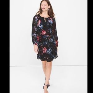 LONG-SLEEVE FLORAL PRINT DRESS